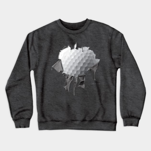 Shredded, Ripped and Torn Golf Ball Crewneck Sweatshirt by eBrushDesign